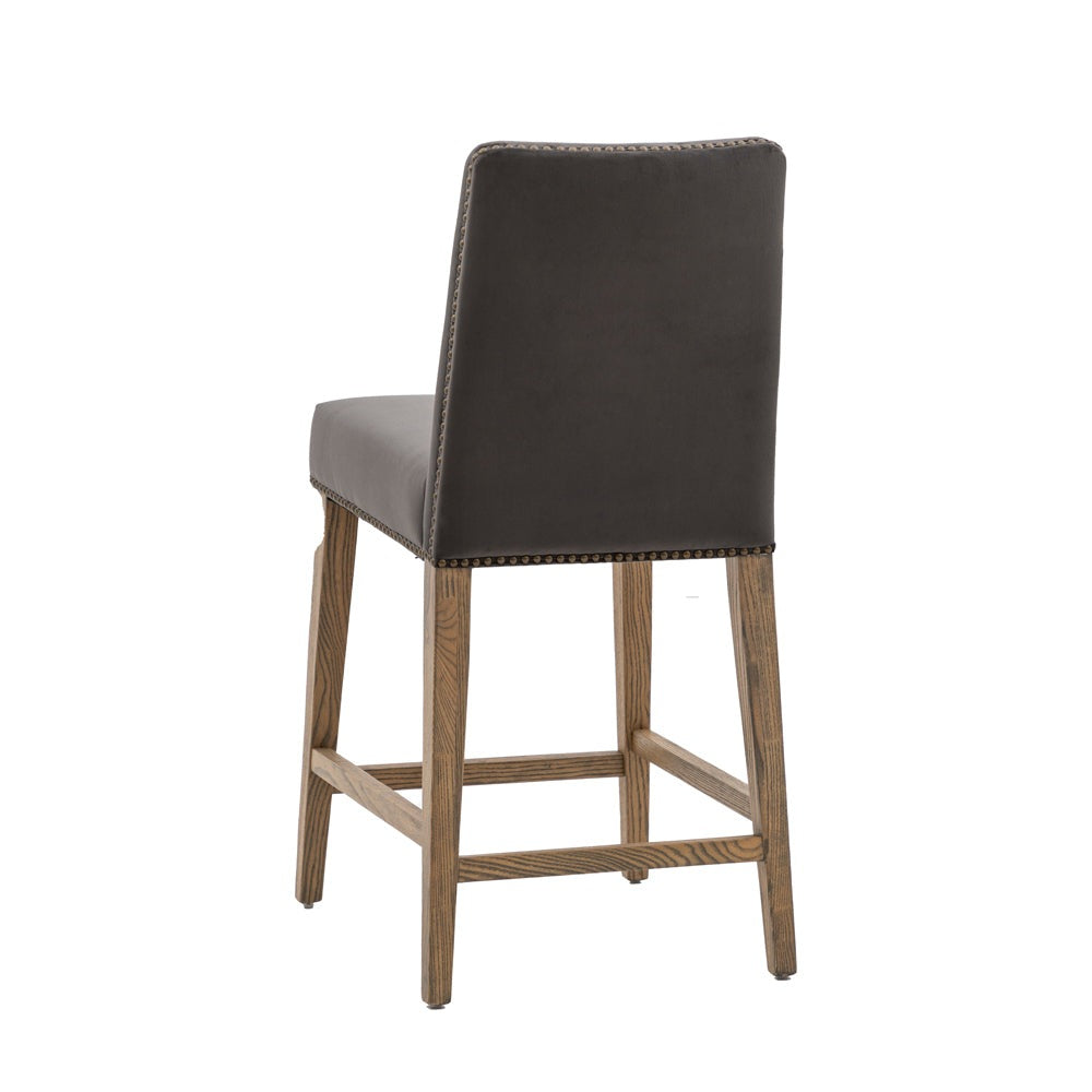 Product photograph of Gallery Interiors Set Of 2 Rom Bar Stool In Mouse Velvet from Olivia's.