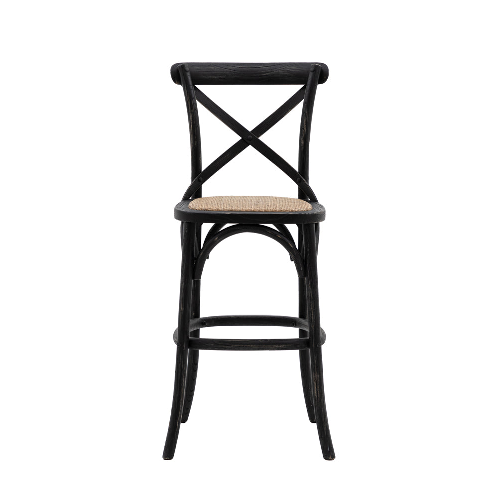 Gallery Interiors Set Of 2 Caf Bar Stools In Black Rattan