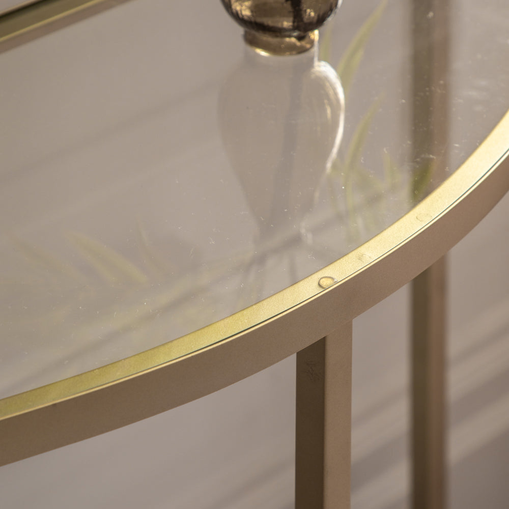 Product photograph of Gallery Interiors Hodson Console Table In Champagne from Olivia's.