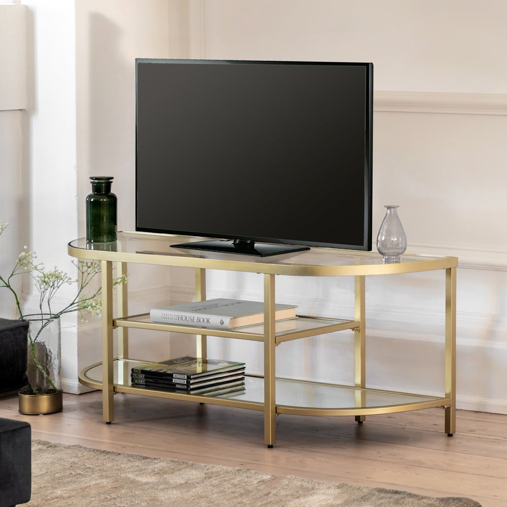 Product photograph of Gallery Interiors Hodson Media Unit In Champagne from Olivia's.