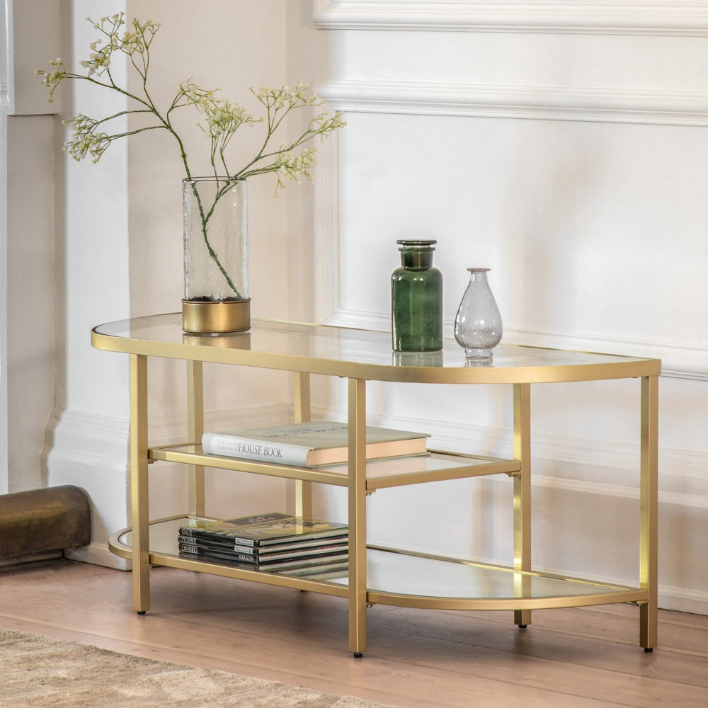 Product photograph of Gallery Interiors Hodson Media Unit In Champagne from Olivia's.
