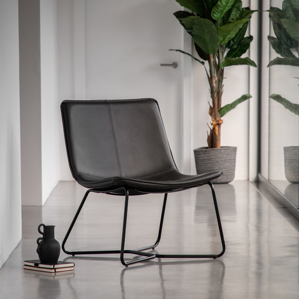 Product photograph of Gallery Interiors Hawkline Lounge Chair In Charcoal from Olivia's.