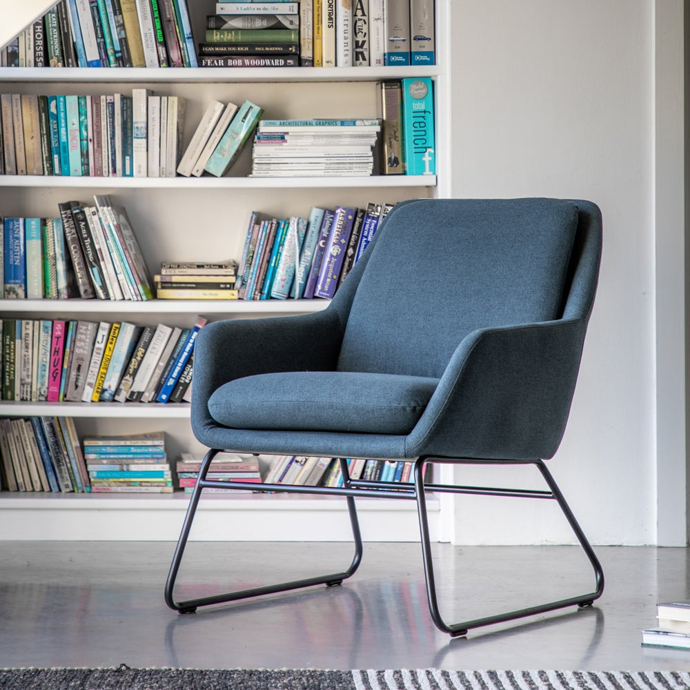 Product photograph of Gallery Interiors Fenton Accent Chair In Midnight Blue from Olivia's.