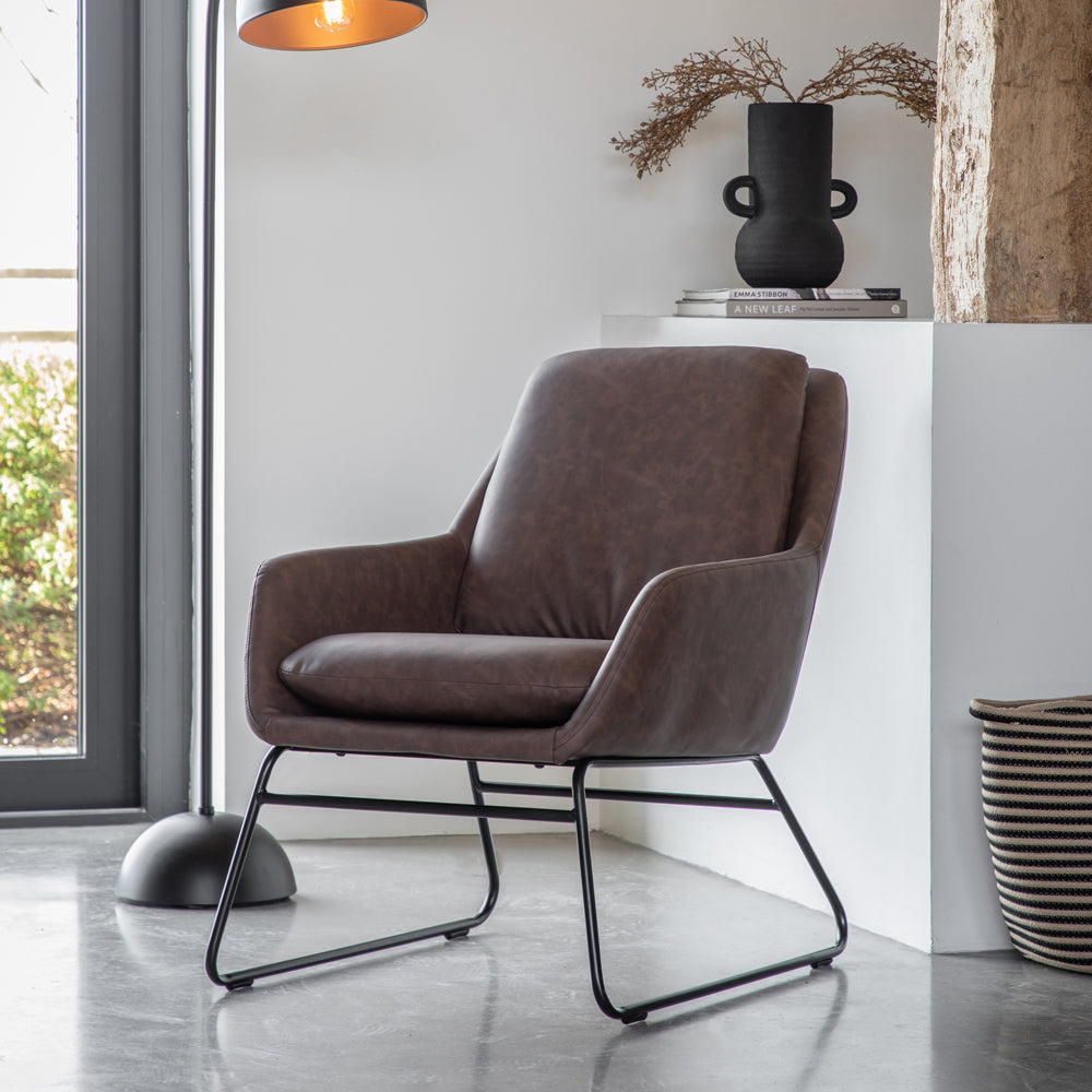 Product photograph of Gallery Interiors Fenton Accent Chair In Brown from Olivia's.