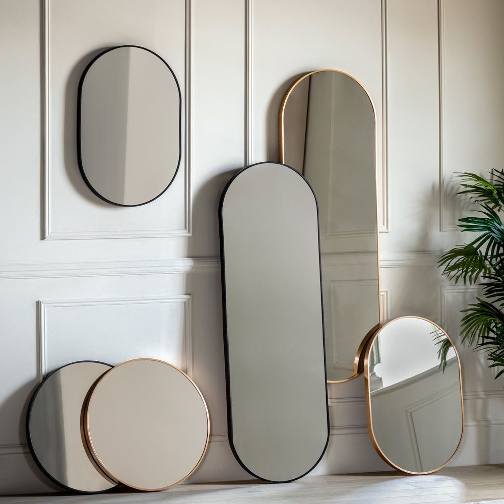 Product photograph of Gallery Interiors Yarlett Round Wall Mirror In Black from Olivia's.