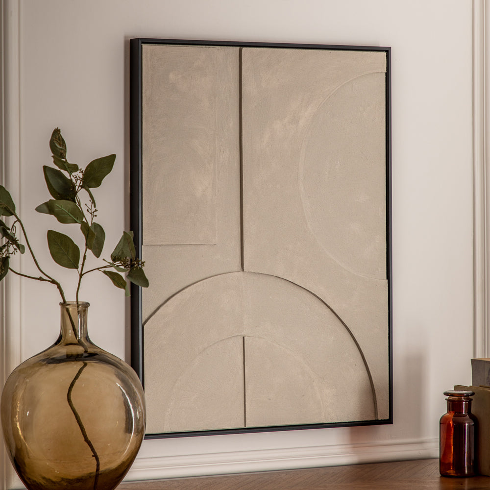 Product photograph of Gallery Interiors Isla Relief Framed Wall Art In Warm Grey 62 5x82 5cm from Olivia's.