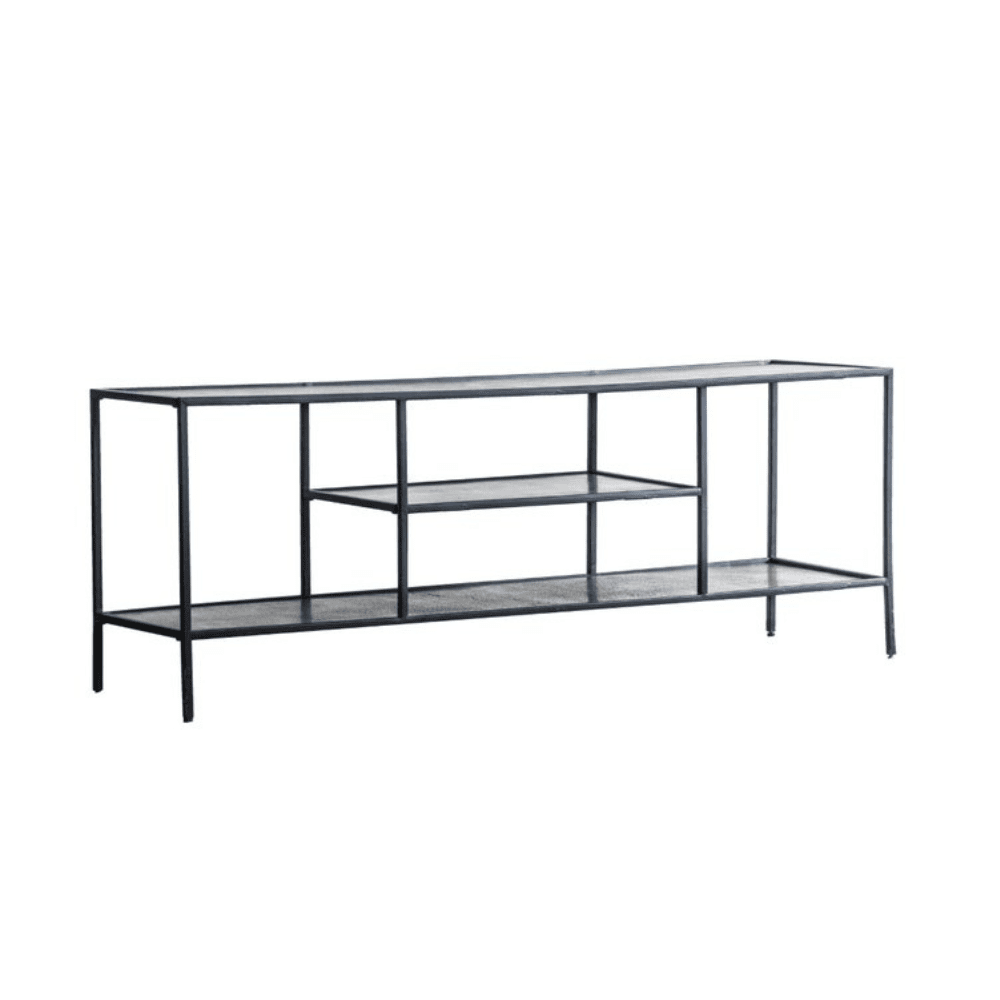 Product photograph of Gallery Interiors Hadston Media Unit Antique Silver from Olivia's