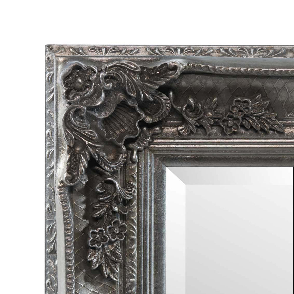 Product photograph of Olivia S Dayna Ornate Large Wall Mirror Mirror In Silver - 110 X 79cm from Olivia's.