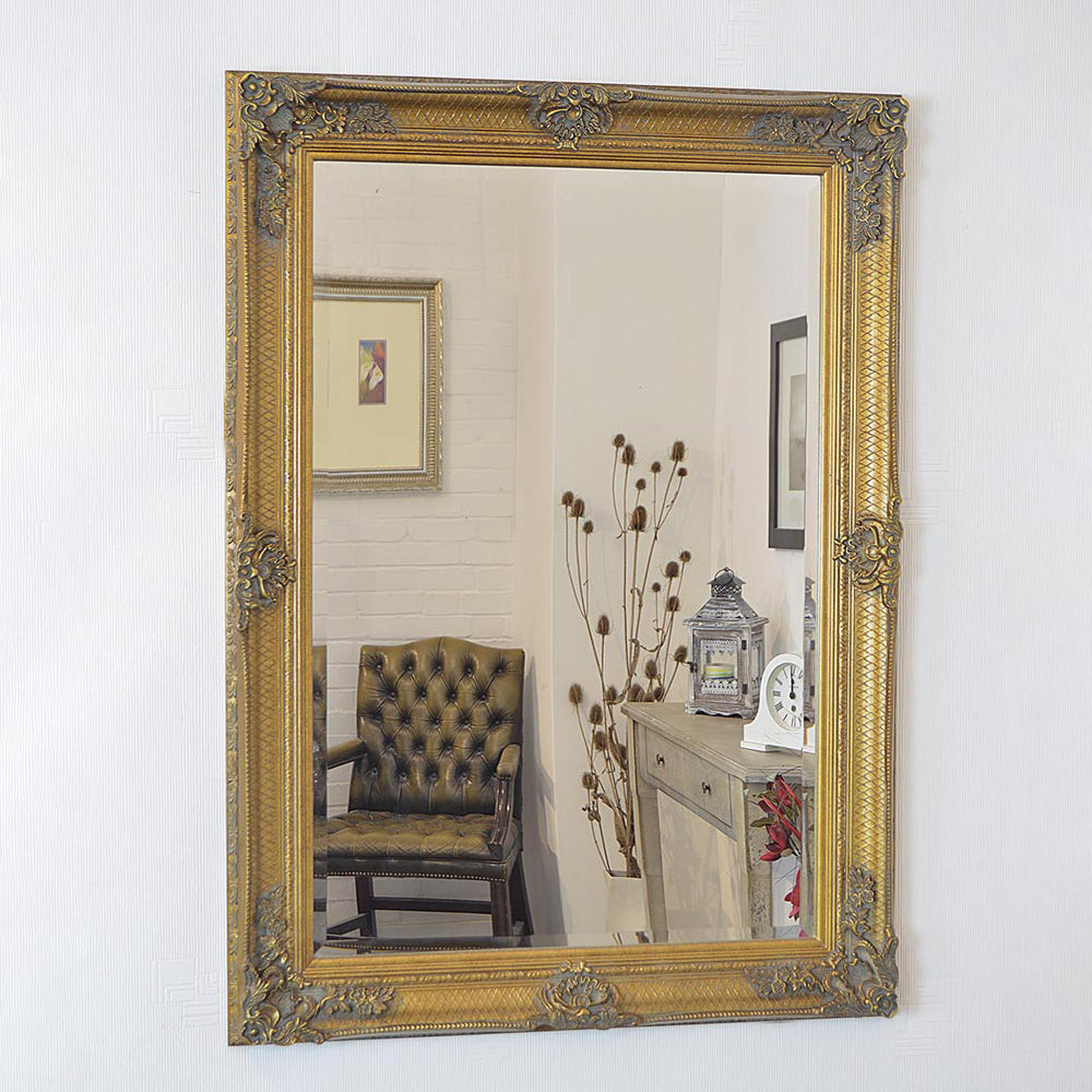 Product photograph of Olivia S Dayna Ornate Large Wall Mirror Mirror In Gold - 110 X 79cm from Olivia's.