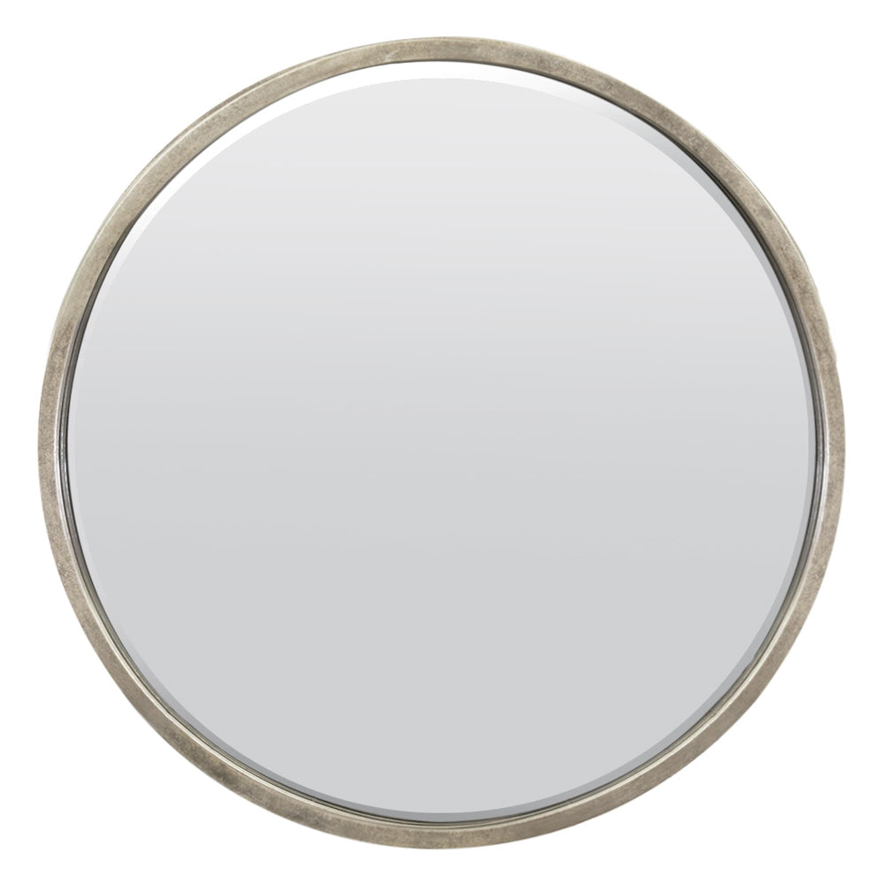 Product photograph of Olivia S Riga Bevelled Round Mirror In Silver - 80 X 80cm from Olivia's.