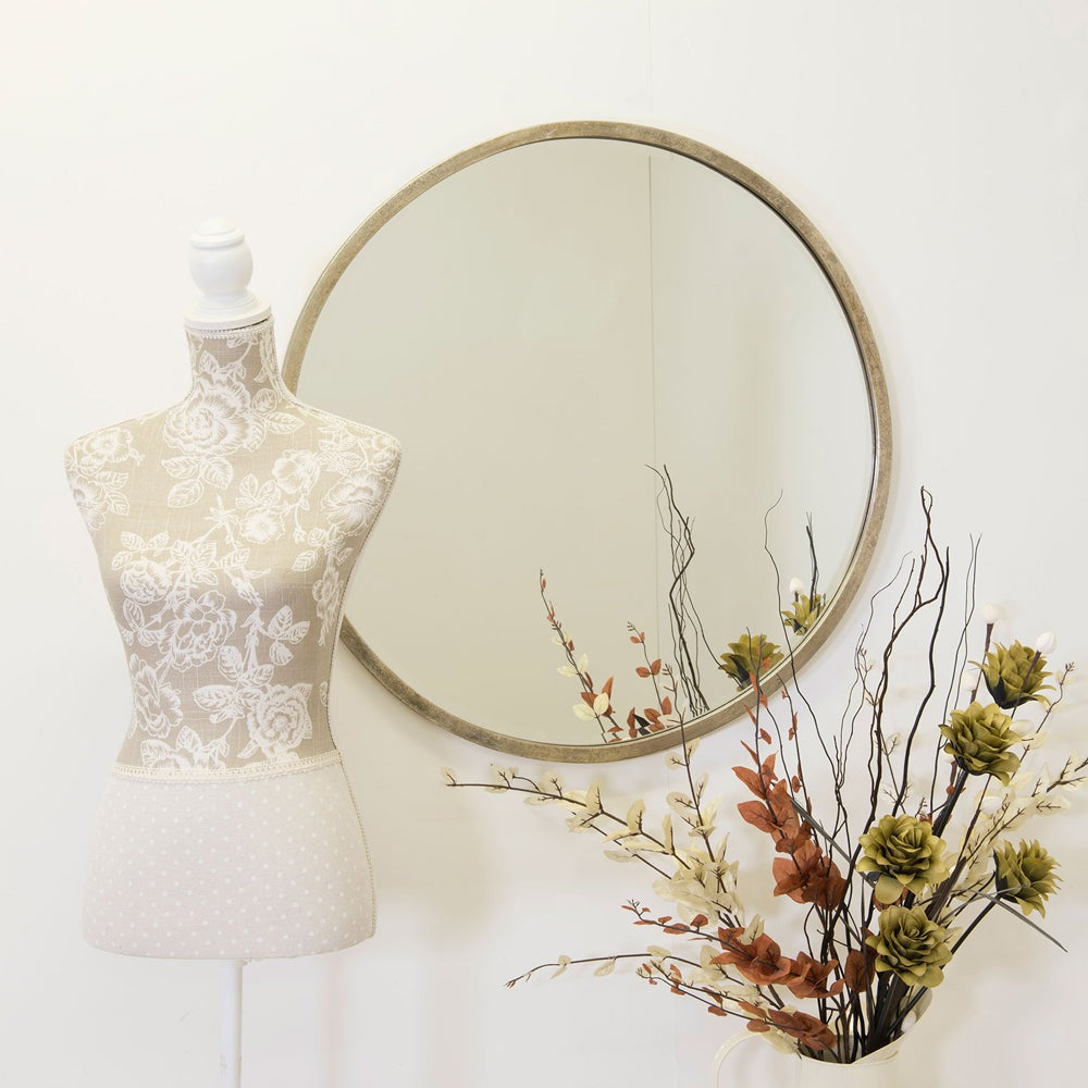 Product photograph of Olivia S Riga Bevelled Round Mirror In Silver - 80 X 80cm from Olivia's.