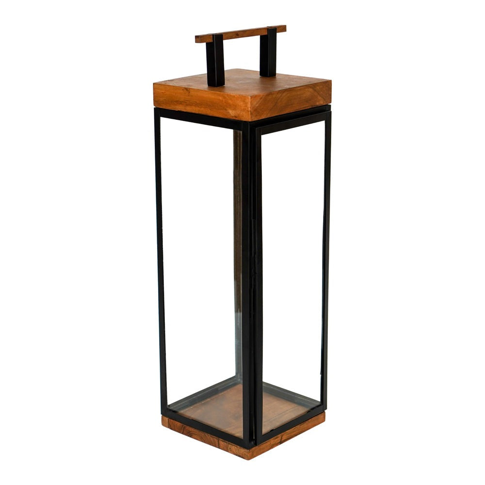 Product photograph of Ivyline Grace Tall Lantern In Acacia Wood Black - Small from Olivia's