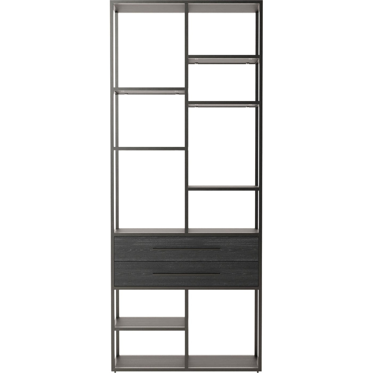 Product photograph of Liang Eimil Mervyn Black Ash Satin Bronze Shelving from Olivia's