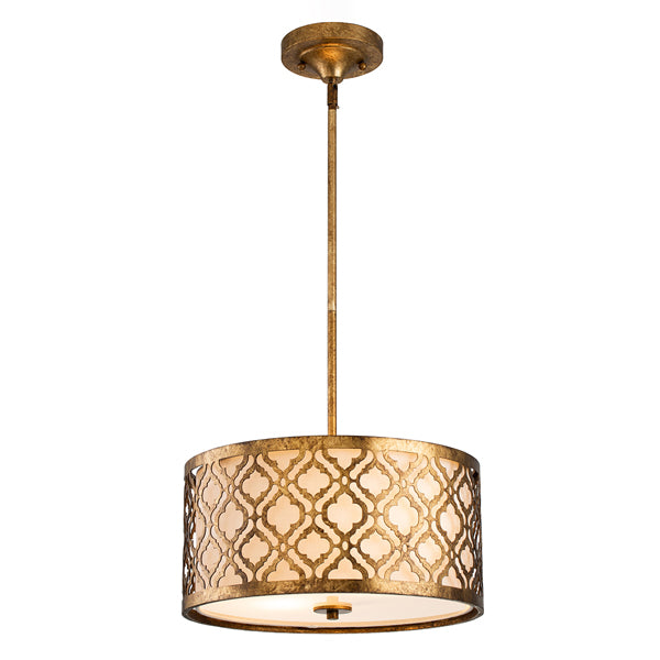 Product photograph of Elstead Arabella 2 Light Pendant Distressed Gold from Olivia's