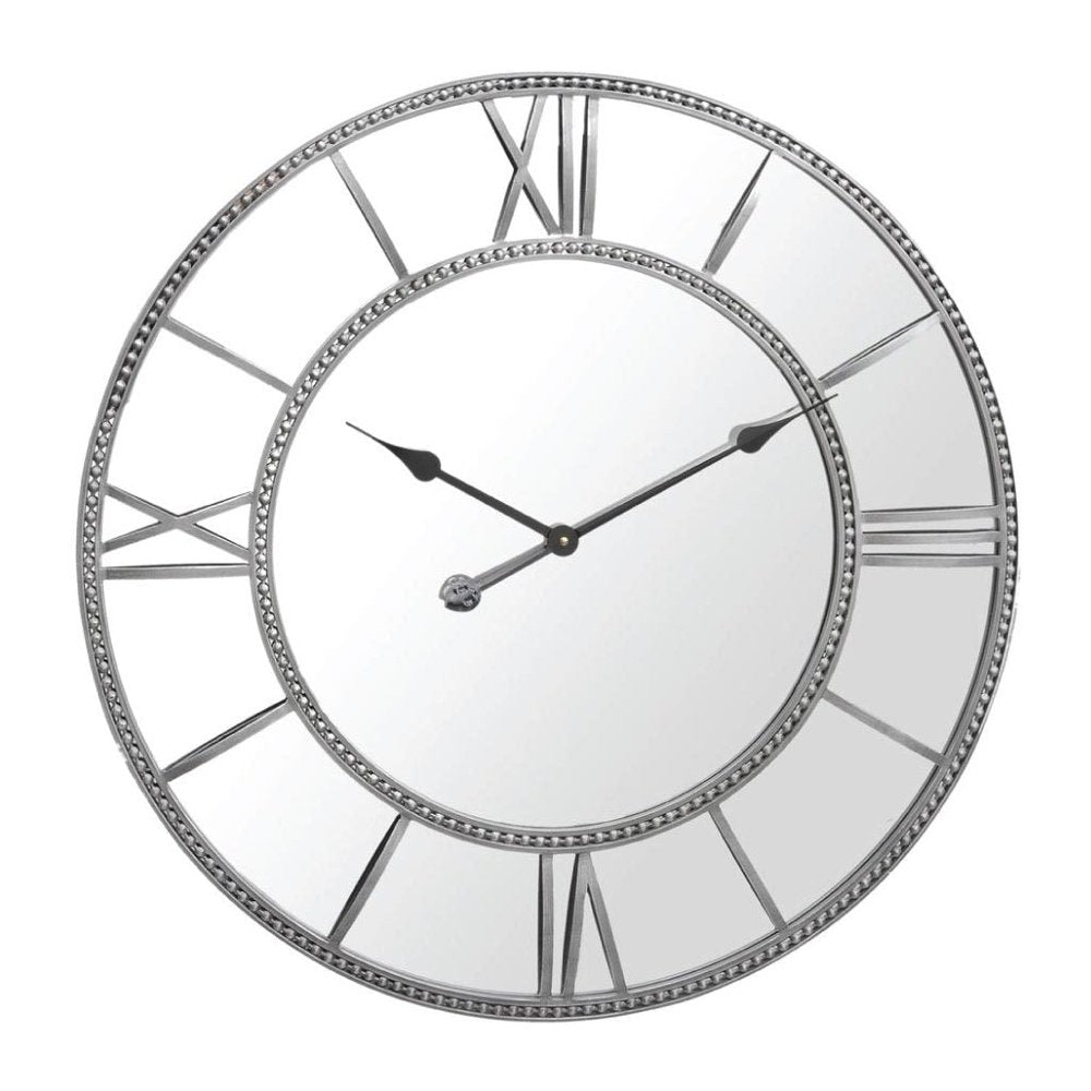 Libra Grey Framed Beaded Mirrored Round Wall Clock