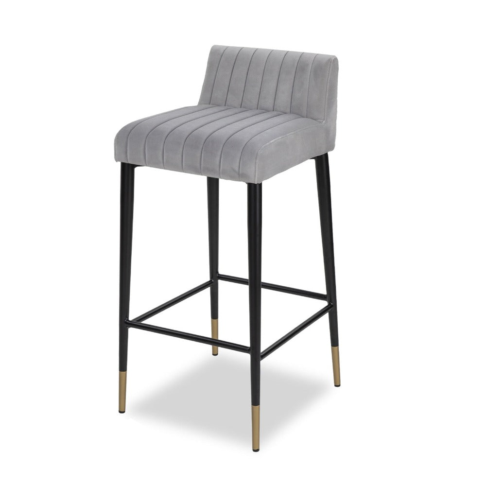 Liang Eimil Coltrane Bar Stool Kaster Light Grey Velvet