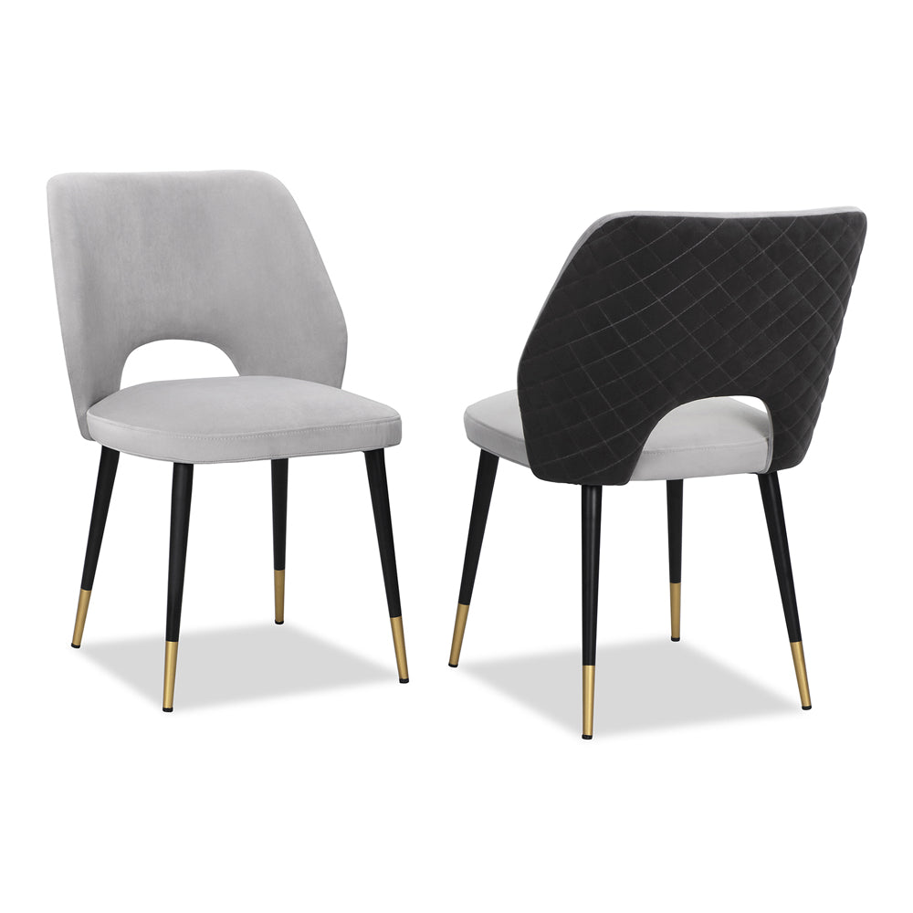 Product photograph of Liang Eimil Set Of 2 Jagger Dining Chairs Kaster Light Grey And Slate Velvet from Olivia's