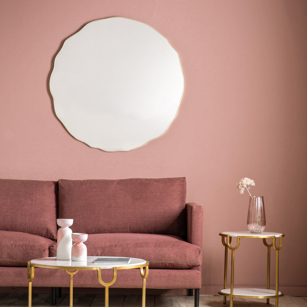 Product photograph of Gallery Interiors Aimi Round Wall Mirror Champagne from Olivia's