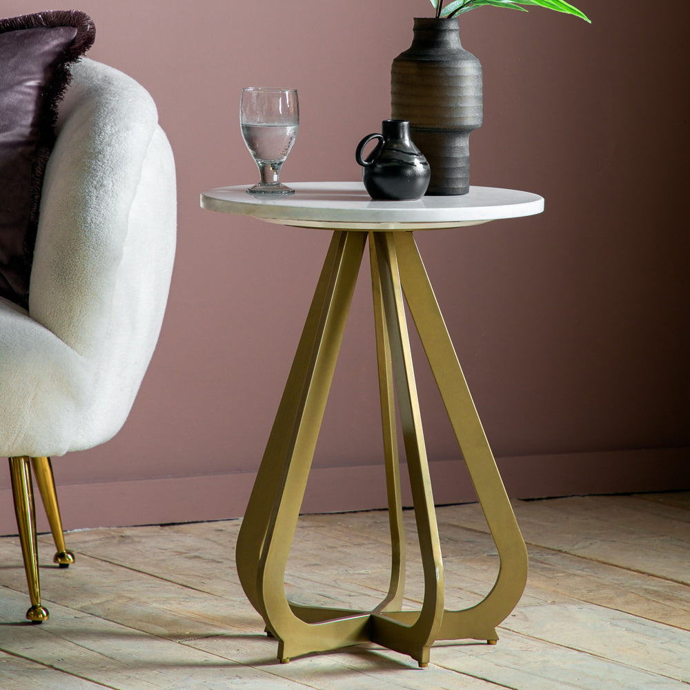 Gallery Interiors Anton Side Table Gold Outlet