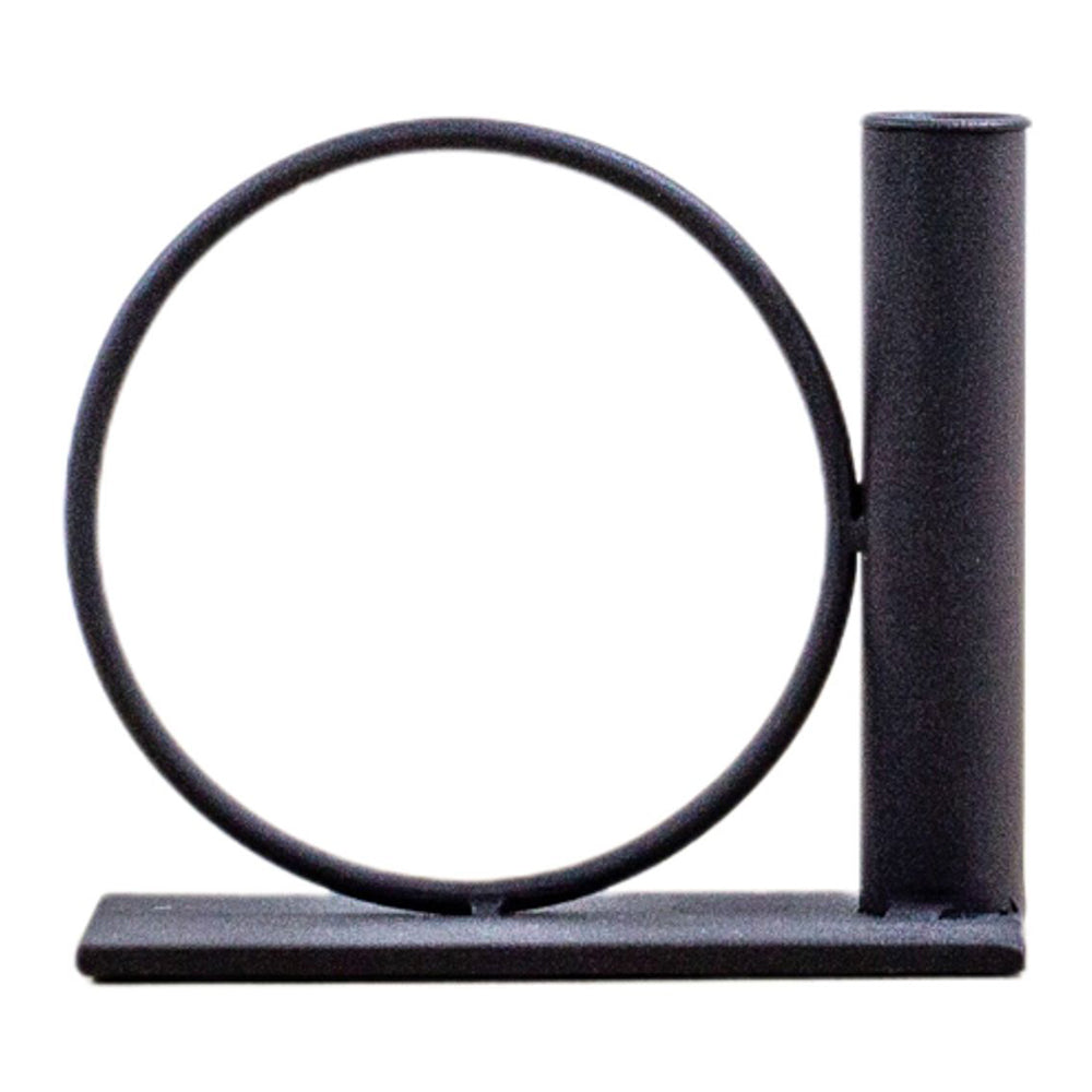 Product photograph of Gallery Interiors Metal Candlestick In Black Large from Olivia's