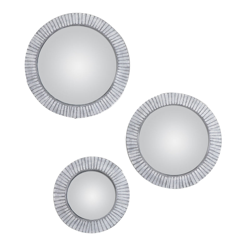 Gallery Interiors Set Of 3 Aurelia Convex Mirror Grey Wash