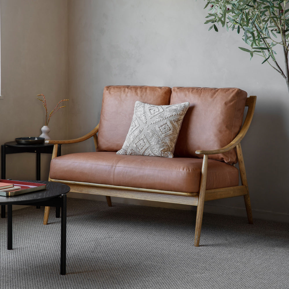 Product photograph of Gallery Interiors Brody 2 Seater Sofa In Brown Leather from Olivia's
