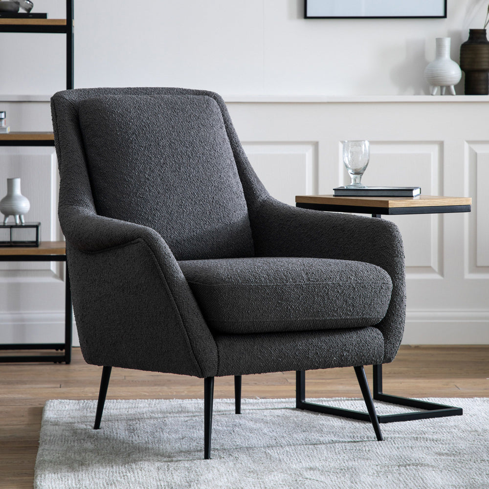Product photograph of Gallery Interiors Cameron Armchair Dark Grey Linen from Olivia's.