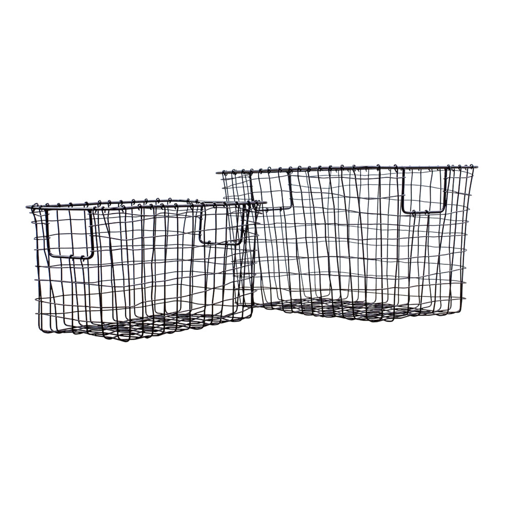 Product photograph of Gallery Interiors Set Of 2 Cantu Wire Baskets Matt Black from Olivia's