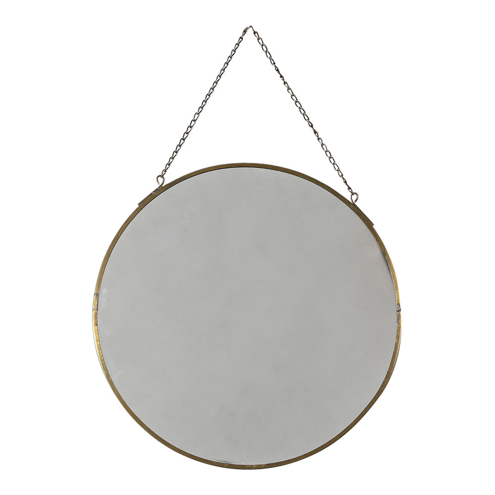 Product photograph of Gallery Interiors Crawford Mirror Round Antique Brass from Olivia's