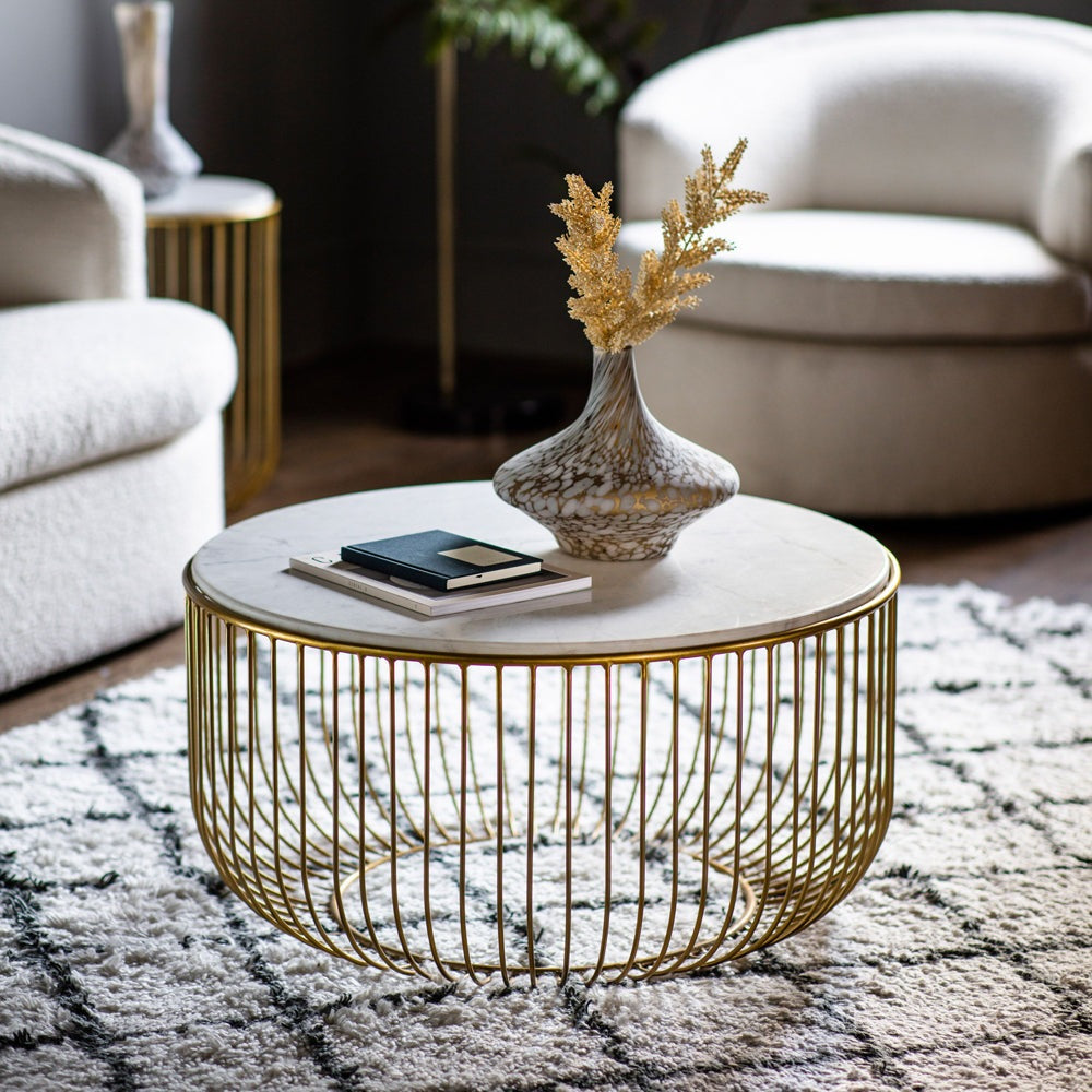 Product photograph of Gallery Interiors Deonte Coffee Table Gold from Olivia's.