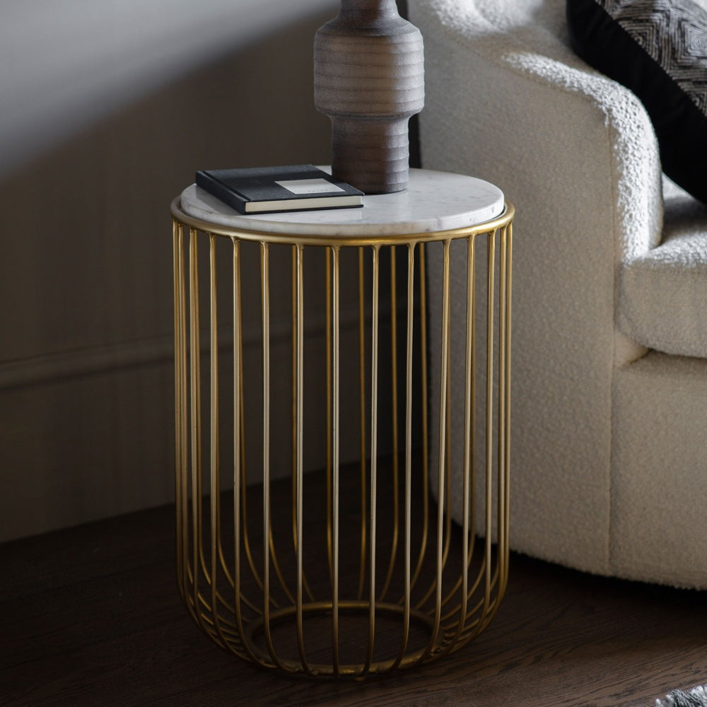 Product photograph of Gallery Interiors Deonte Side Table In Gold from Olivia's.