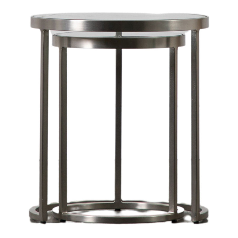 Product photograph of Gallery Interiors Egemen Nest Of Two Tables Silver Outlet from Olivia's.