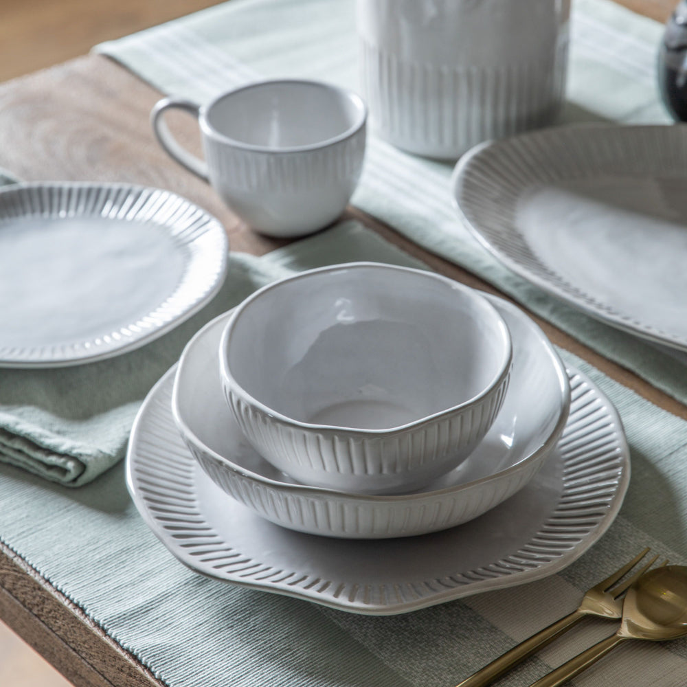 Product photograph of Gallery Interiors Set Of 4 Ellington Organic Ridged Dinner Plate Natural from Olivia's.