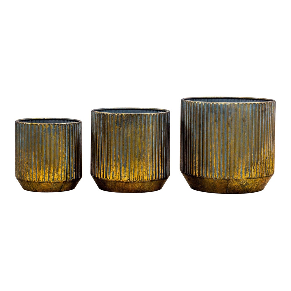 Product photograph of Gallery Interiors Set Of 3 Everill Planter Verdigris Bronze Small from Olivia's
