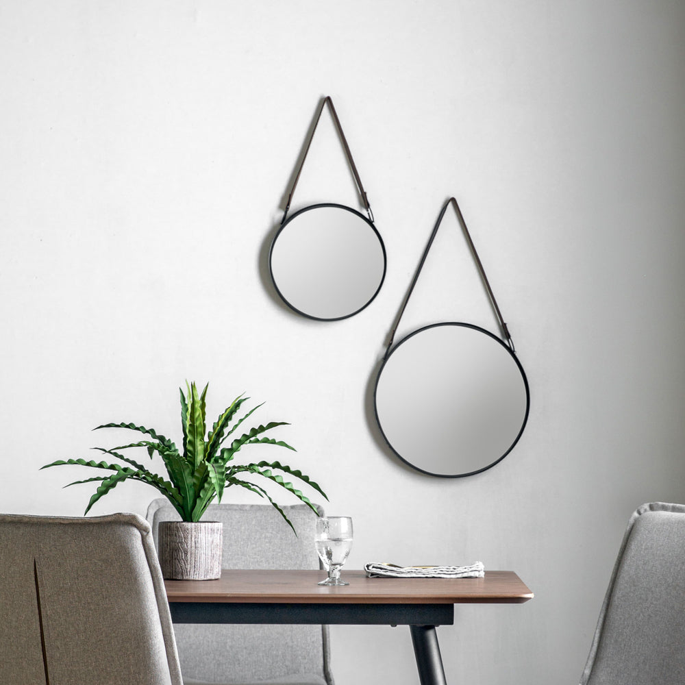 Product photograph of Gallery Interiors Set Of 2 Fonesca Wall Mirror Black from Olivia's.