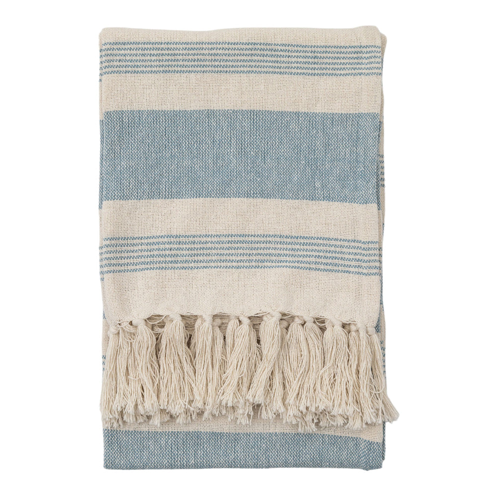 Gallery Interiors Garnette Stripe Stripe Throw Blue