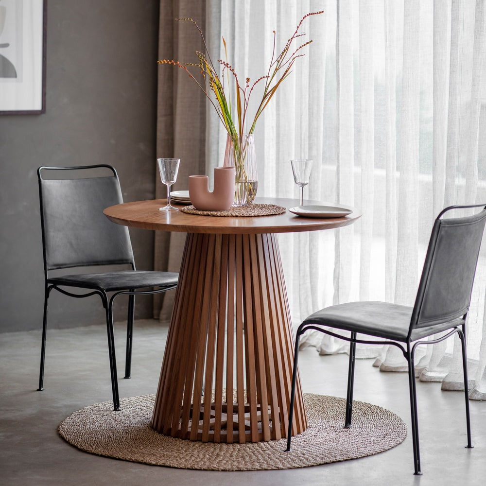 Product photograph of Gallery Interiors Goodwin 4 Seater Oak Slatted Dining Table from Olivia's.