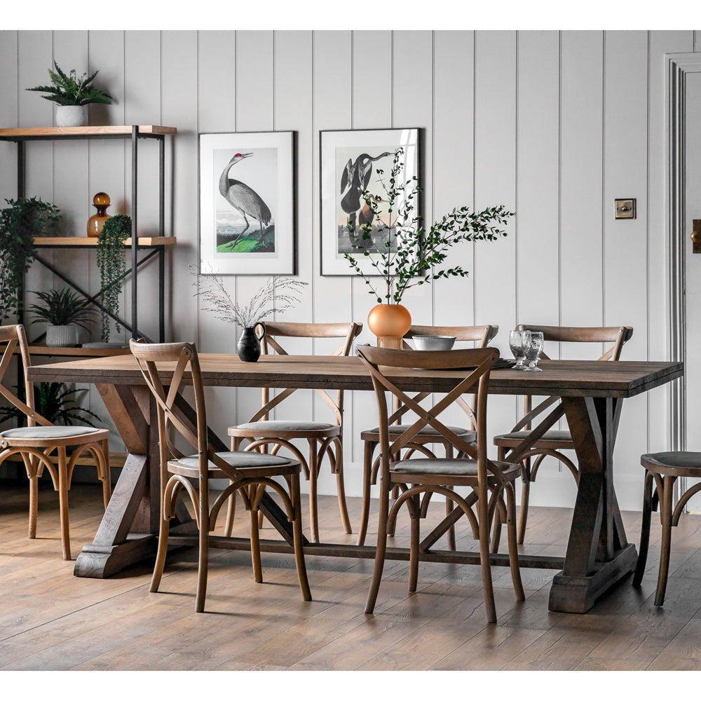 Product photograph of Gallery Interiors Grover Dining Table In Oak 8 Seater from Olivia's