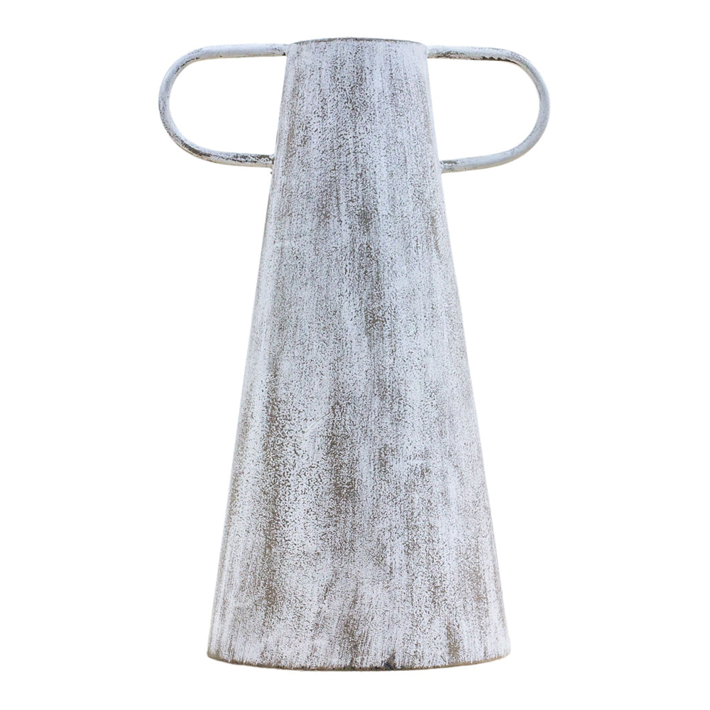 Product photograph of Gallery Interiors Kitney Vase Metal Distressed White Small from Olivia's