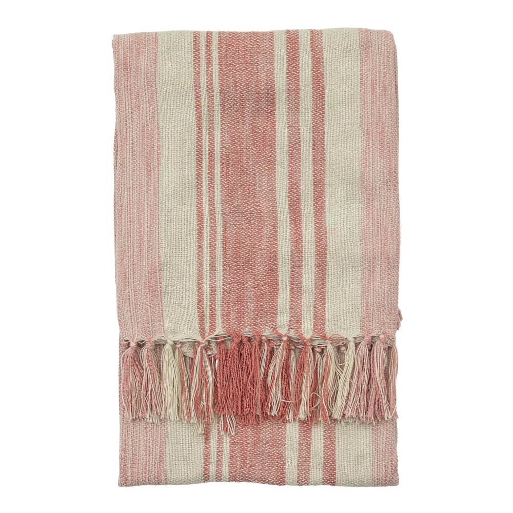 Gallery Interiors Lalla Stripe Throw Coral