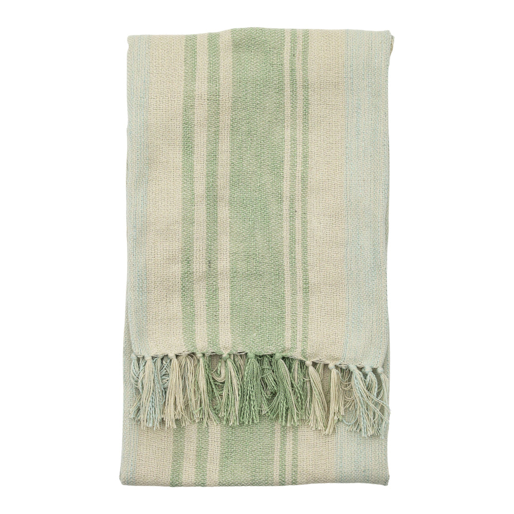 Gallery Interiors Lalla Stripe Throw Green