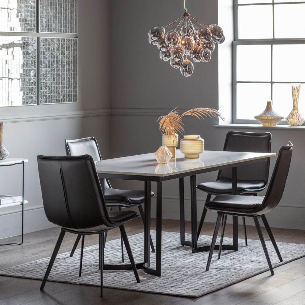 Product photograph of Gallery Interiors Linus 6 Seater Dining Table In Gold from Olivia's