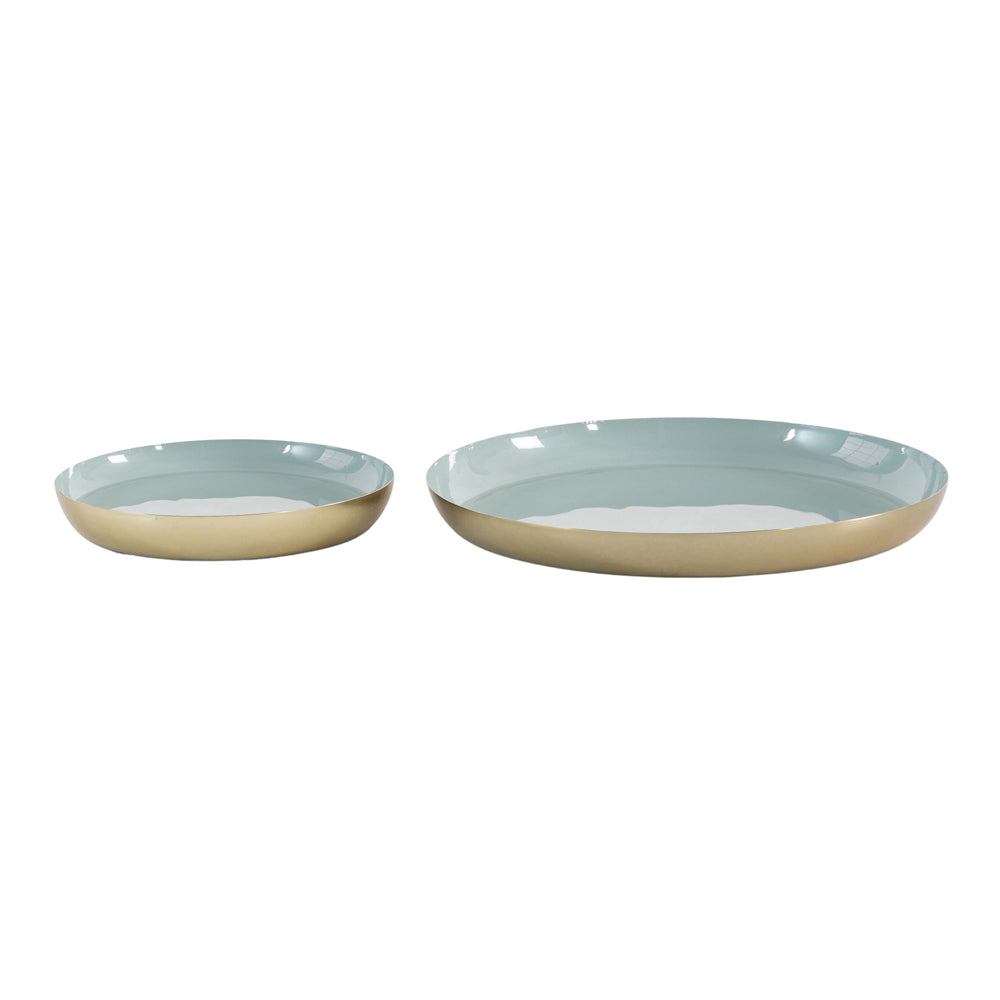 Product photograph of Gallery Interiors Set Of 2 Lovell Trays Mint Gold from Olivia's