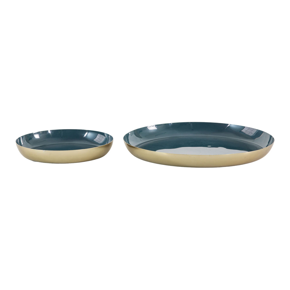 Product photograph of Gallery Interiors Set Of 2 Lovell Trays Teal Gold from Olivia's