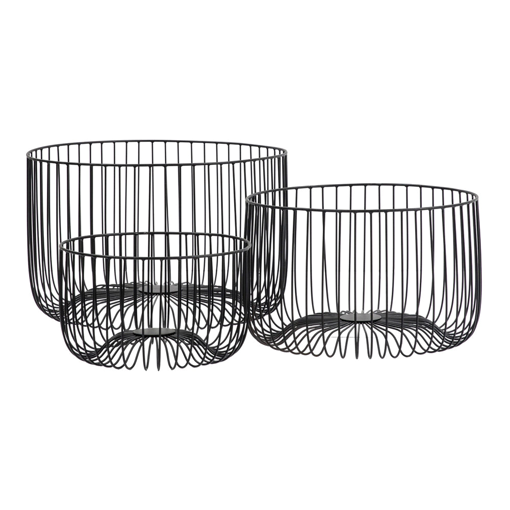 Product photograph of Gallery Interiors Set Of 3 Mabon Wire Baskets Black from Olivia's