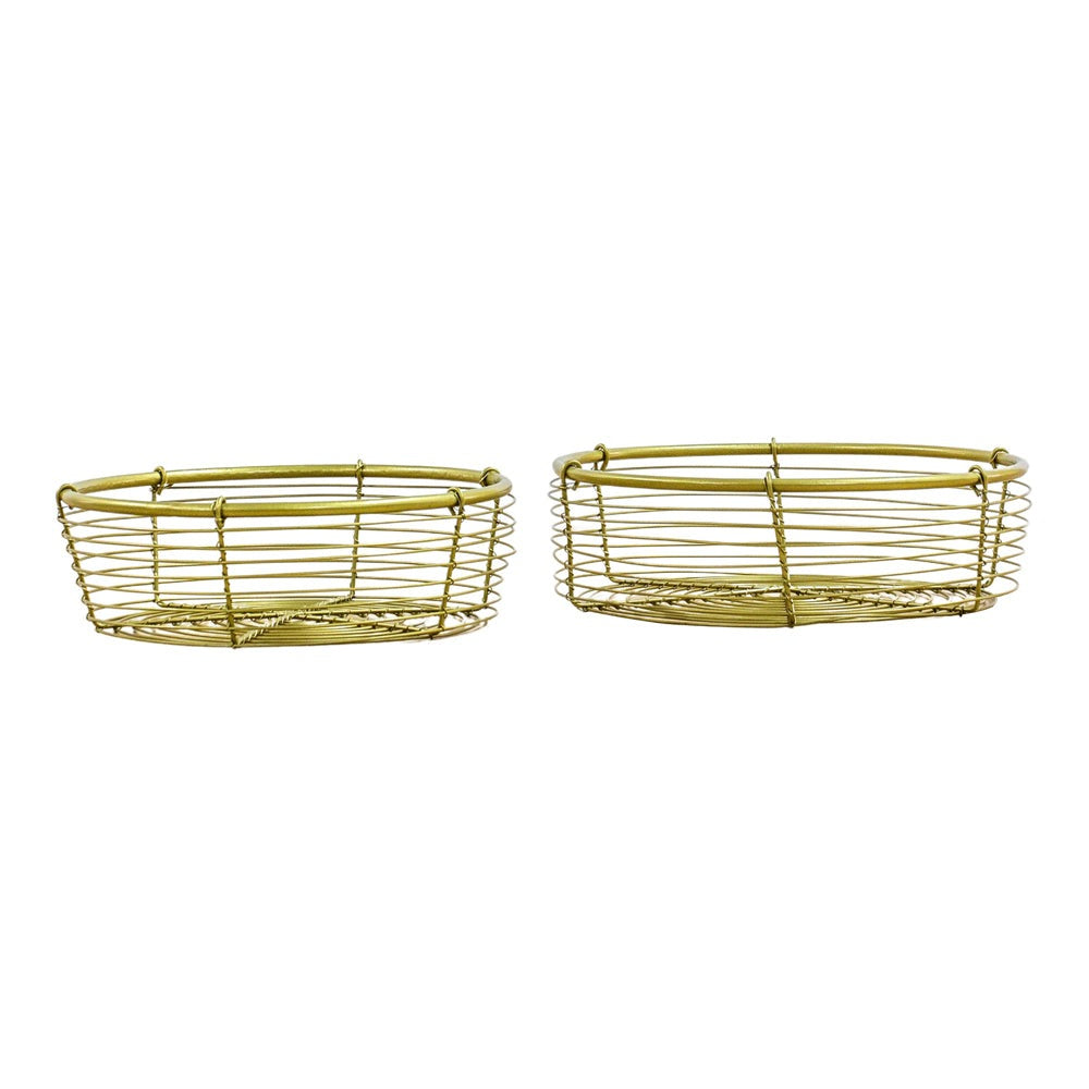 Product photograph of Gallery Interiors Set Of 2 Mani Tray Round Antique Brass from Olivia's