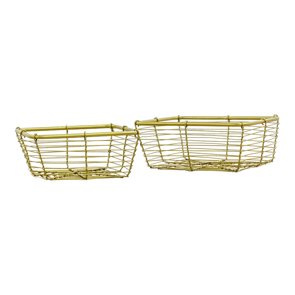 Product photograph of Gallery Interiors Set Of 2 Mani Tray Square Antique Brass from Olivia's