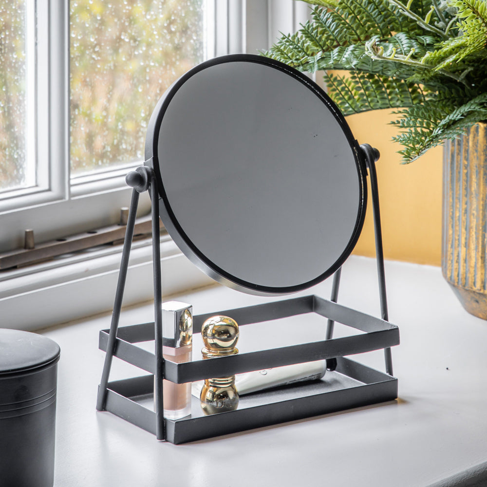 Gallery Interiors Montana Vanity Mirror With Tray In Black Outlet