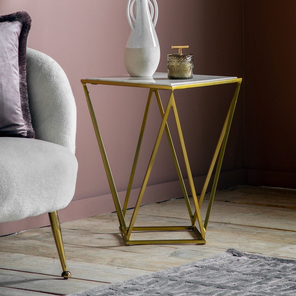 Product photograph of Gallery Interiors Murray Side Table Gold from Olivia's