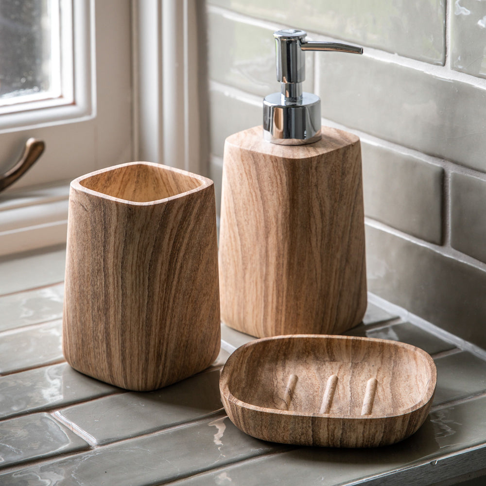 Product photograph of Gallery Interiors Set Of 3 Oliverson Bathroom Set Sand Stone from Olivia's